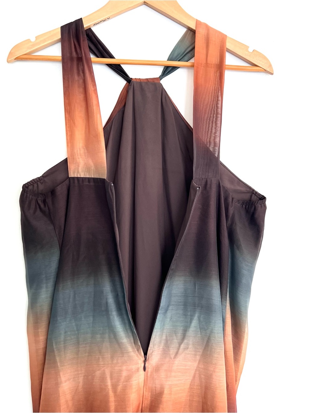 BANANA REPUBLIC Block Multicolor Haltered Sleeveless Cocktail Maxi Dress Sz 12 - Picture 11 of 16